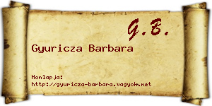 Gyuricza Barbara névjegykártya
